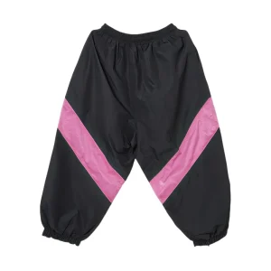 Men’s Black Pink Color Block Track Pants Y2K Parachute Baggy Trousers Drawstring Waist Streetwear Joggers