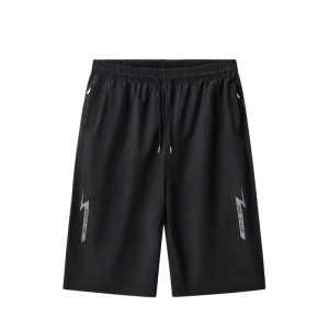 Men’s Black Spandex Woven Canvas Mid Elastic Waist Casual Style Cargo Shorts Side Pocket Solid Pattern Blank Trousers Quick Dry