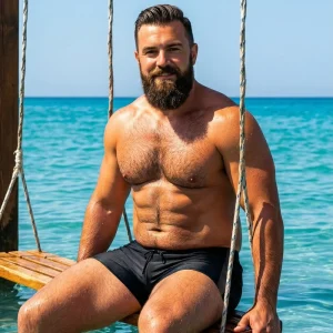 Men’s Black Swim Trunks for Bear & Comfort Fit Matte 82%Polyamide 18%Elastane Swimwear Beach & Pool Swim Trunks for Men