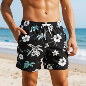 Men’s Board Shorts Custom Stretch Breathable Fabric Vintage Printed Swimming Trunks Beach Shorts Hawaiian