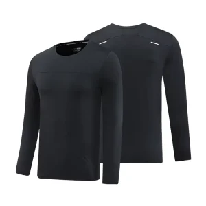 Men’s Bodybuilding Sportswear O Neck Custom Logo Golf Long Sleeve T-tops Fitness Gym Four-Way Stretch Autumn Spandex/Polyester