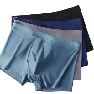 Men’s Boxer Briefs Breathable Soft Cool Sports Underwear Loose Fit Ice Silk with Custom Logo