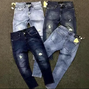Men’s Boyfriend Wide Leg Distressed Denim Vintage Quick Dry Casual Streetwear Pants Mid Waist Frayed Details