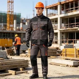 Men’s Breathable Cotton Mechanic Coveralls Comfortable Safety Work Uniforms for Construction Long Sleeve Durable Wear Resistant