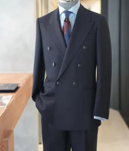 Men’s Breathable Plus Size Two Piece Italian Style Double Breasted Slim Fit Formal Business Groomsmen Prom Suit Worsted