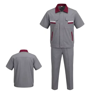 Men’s Breathable Polyester Summer Loose Short Sleeve Scrub Uniform Set for Workshop Construction Repair Made in China