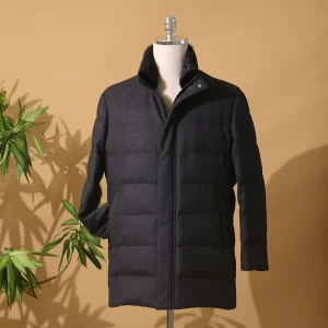 Men’s Breathable Quick Dry Wool Down Coat with Zipper Closure