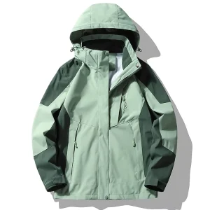 Men’s Breathable Waterproof Softshell Jacket Wear Resistant Zipper Closure Windproof Outdoor Wear Features Printed