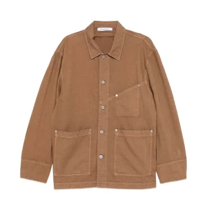 Men’s Brown Workwear Chore Jacket Casual Cotton Canvas Breathable Anti Bacterial with Multiple Pockets OEM ODM Custom Logo