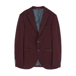 Men’s Burgundy Stretch Knit Slim Fit Casual Blazer