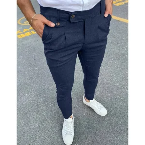 Men’s Business Casual Formal Trousers Fashion High Quality Slim Solid Color Men Suit Pant