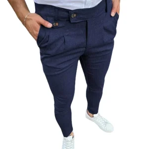 Men’s Business Casual Formal Trousers Fashion High Quality Slim Solid Color Suit Pant