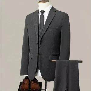 Men’s Business Casual Professional Formal Blazer Full Suit Set Wedding Banquet Groomsmen Wear Iron Free Suits