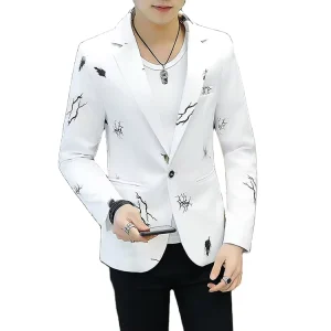 Men’s Business Casual Suit Sublimation Printed Blazer for Suits Single Breasted Office Dress Man Jacket