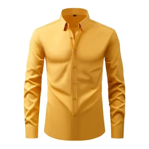 Men’s Business Casual shirt Non-ironing anti-wrinkle thin long-sleeved elastic shirt