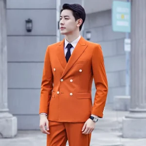 Men’s Business Comfortable Double Breasted Suit Blazer
