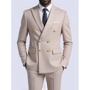 Men’s Business Formal Single Suit Jacket Breathable Anti-Static Double-Breasted Casual Blazer Mandarin Collar Worsted Plus Size