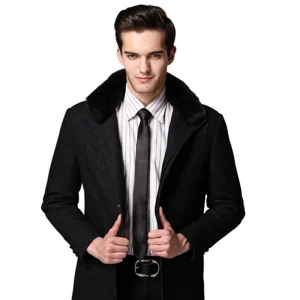 Men’s Business Overcoat Wool Blend Plus Size Woolen Fabric