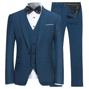 Men’s Business Suit Formal Office Tuxedo Single Breasted Button Pants Plus Size Options for Weddings