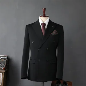 Men’s Business Suits Casual Slim Fit Plaid Blazers Jackets Double Breasted Spring Autumn Formal Wear Coats