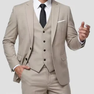 Men’s Business Wedding Suit Set, 3 Pieces, for Wedding and Working