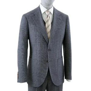 Men’s Business Woolen Suit Single Breasted Notched Collar Prince Wales Plaid Blazer Plus Size Zipper Fly Anti Wrinkle
