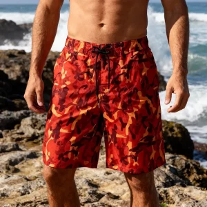 Men’s Camouflage Board Shorts Quick Dry Surf Shorts Custom Printed Beach Shorts OEM ODM Swimwear Manufacturer