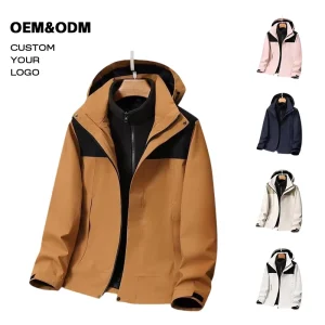 Men’s Canvas Hiking Jacket Waterproof Breathable Windbreaker Coat Zipper for Winter Outdoor Mountaineering