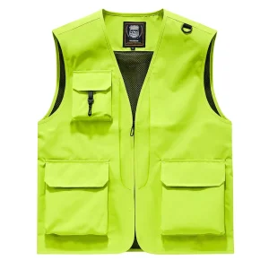 Men’s Canvas Photographic Vest Large Size Quick-Drying Waterproof for Outdoor Casual Waistcoat for Middle-Aged Elderly