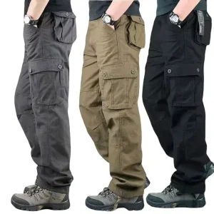 Men’s Cargo Pants Mens Casual Multi Pockets Large Size Pants Men Outwear Straight Winter Pants Trousers