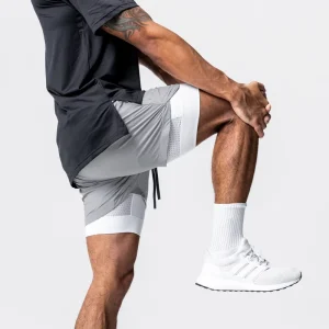 Men’s Casual 2-in-1 Quick Drying Sport Shorts Built-In Pockets For Gym & Fitness Workout Worsted Fabric