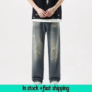 Men’s Casual Baggy Jeans Wide Leg Jeans Men Vintage Denim Jeans Men Casual Wear Fashion Street Wear Men’s Straight Jeans
