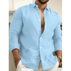 Men’s Casual Blous Shirt Long Sleeves Tops Tee Spring Autumn Summer Shirt