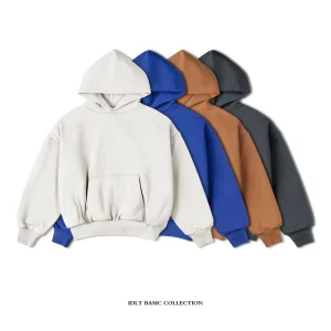 Men’s Casual Boxyfit Hoodie Custom Logo Cotton Heavy Weight 500gsm 600gsm Fleece Dropped Shoulder Streetwear for Autumn