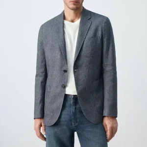 Men’s Casual Business Blazer Jacket Single Breasted Breathable Worsted Fabric Smart Office Wear