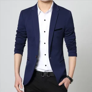 Men’s Casual Business Blazer Jacket Slim Fit One Button Suit Jacket