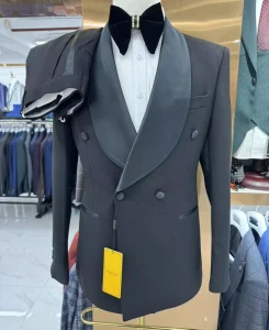 Men’s Casual Business Suit Fashionable 2 Piece Set Single Breasted Blazers & Trousers Breathable Formal Costume for Adults