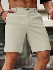 Men’s Casual Business Suit Shorts Summer Fashion Solid Color Shorts Dress Shorts
