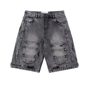 Men’s Casual Capri Denim Shorts Mid Summer Vintage Rips Embroidered Letters Washed Distressed Holes