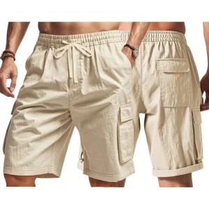 Men’s Casual Cargo Shorts Summer 170gsm Quick Dry Loose Fit Multi Pocket Streetwear 5 Point Pants