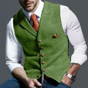 Men’s Casual Checkered Vest Slim Fit Vest Coat Suit Vest jacket Formal Business Wear