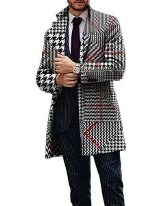 Men’s Casual Coat Winter Mid length Jacket Slim fit Single breasted Coat