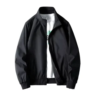 Men’s Casual Coated Winter Quilted Track Jacket Solid Color