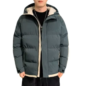 Men’s Casual Comfortable Coat Puffer Down Jacket with Zippers Pockets Bubble Jacket