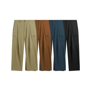 Men’s Casual Cotton Mid Waist Loose Straight Wide Leg Streetwear Hip hop Pocket Cargo Trousers