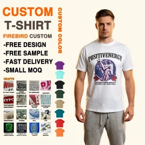 Men’s Casual Custom 100% Cotton Knitted Fabric 140-300gsm Eco-Friendly Breathable Anti-Wrinkle O-Neck Short Sleeve Character