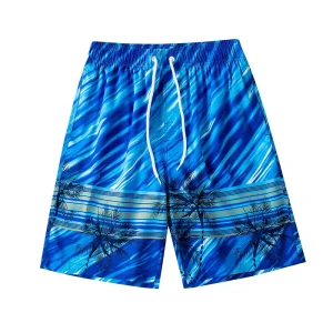Men’s Casual Customized Solid Oxford Elastic Waist Drawstring Swim Trunk Swimwear Quick Dry Summer Beach Board Shorts