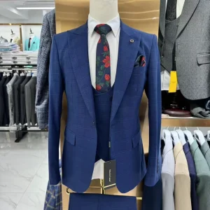 Men’s Casual Dress Blazers Jacket Coat Trosers New Fashion Plaid Striped Suit Vest Pants 3 Pcs Set Leisure Business
