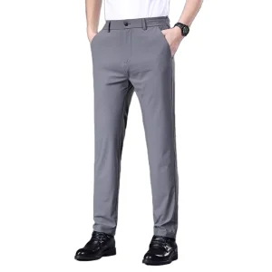Men’s Casual Dress Pants Slim Stretch Formal Business Style Nylon Spandex Fabric Waist Pocket Skinny Pencil Long Pants for Men