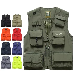 Men’s Casual Factory Price Multi-Pocket Outdoor Utility Fishing Photo Safari Work Travel Vest